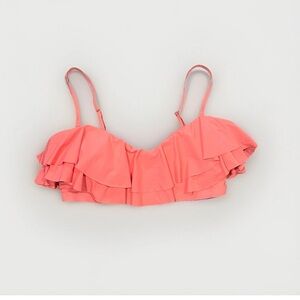 Three Dots Coral Pink Ruffle Bikini Top